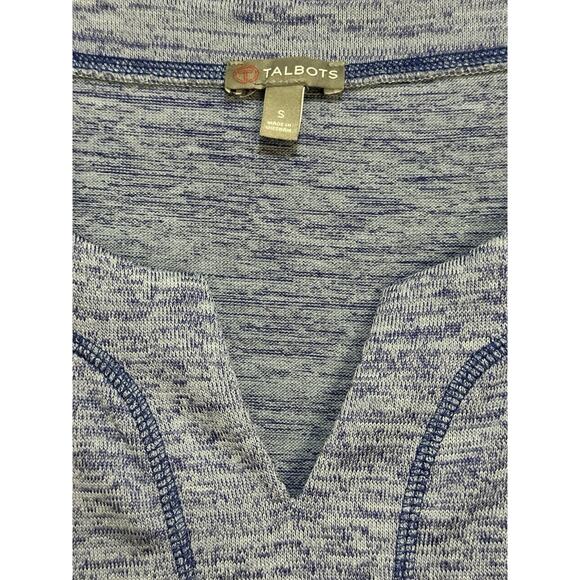 T by Talbots Small blue 3/4 sleeve pullover V-neck tunic sweatshirt - Picture 2 of 6